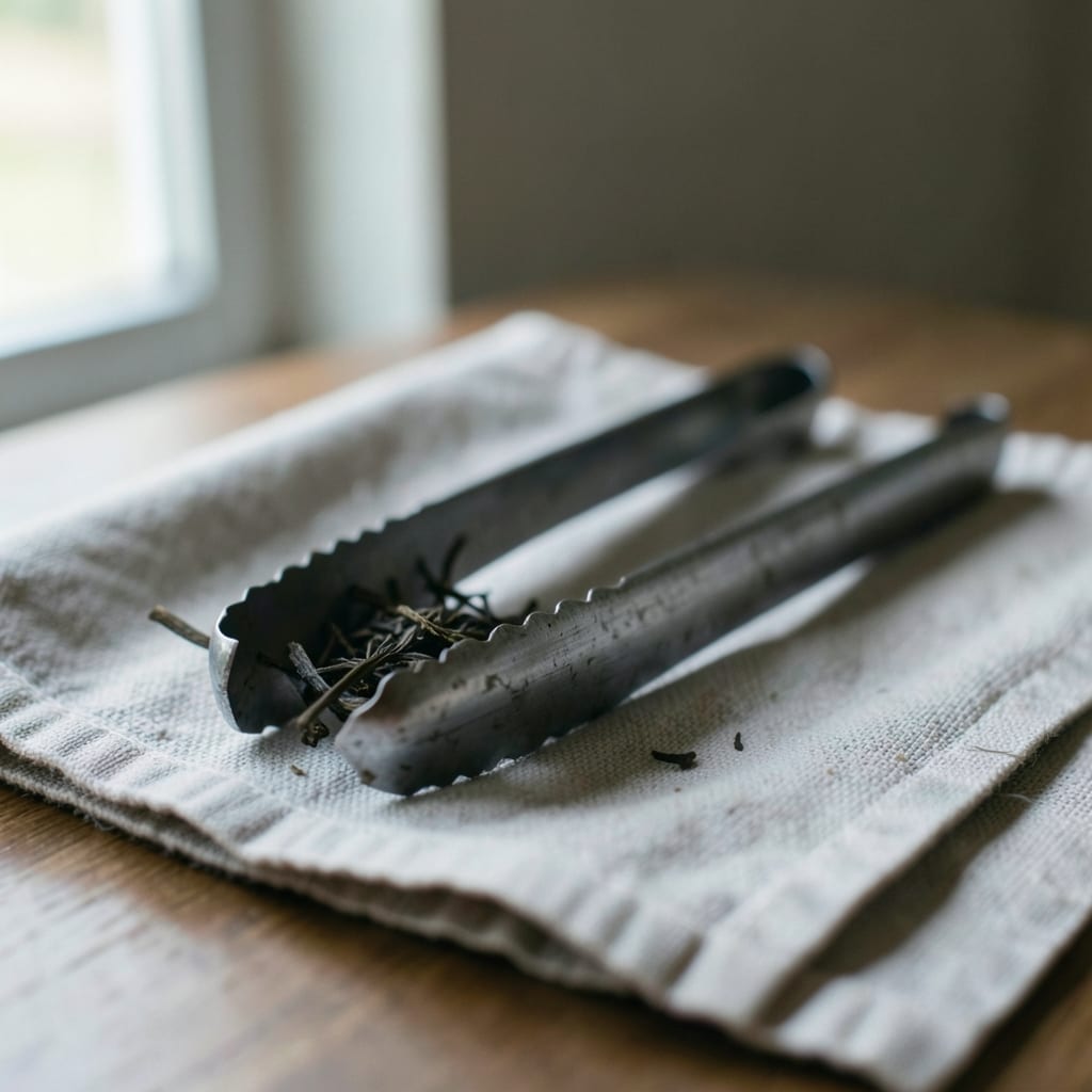The metal tongs